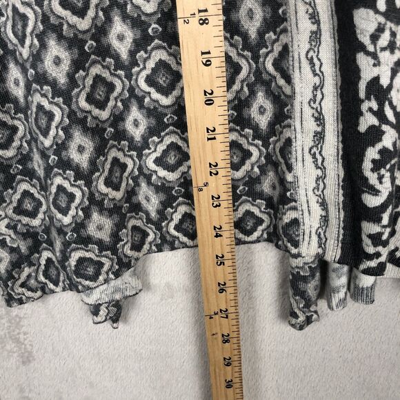 CHICOS Open Cardigan‎ Sz 2 (L) Gray Ivory Wool Cashmere Light Sweater Sequins - Picture 14 of 15